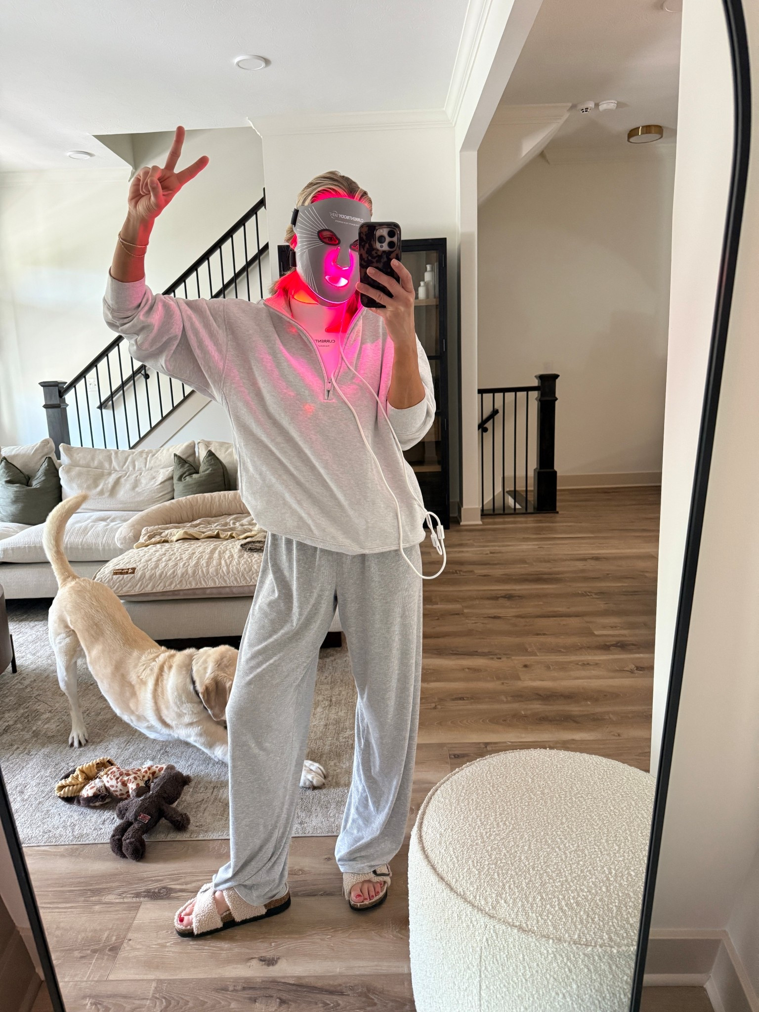 Wearing small sweatshirt, small lounge pants, sandals tts 

Mask Code: ABOVETHELAW

#LTKmorningroutine #LTKBeauty #LTKOver40