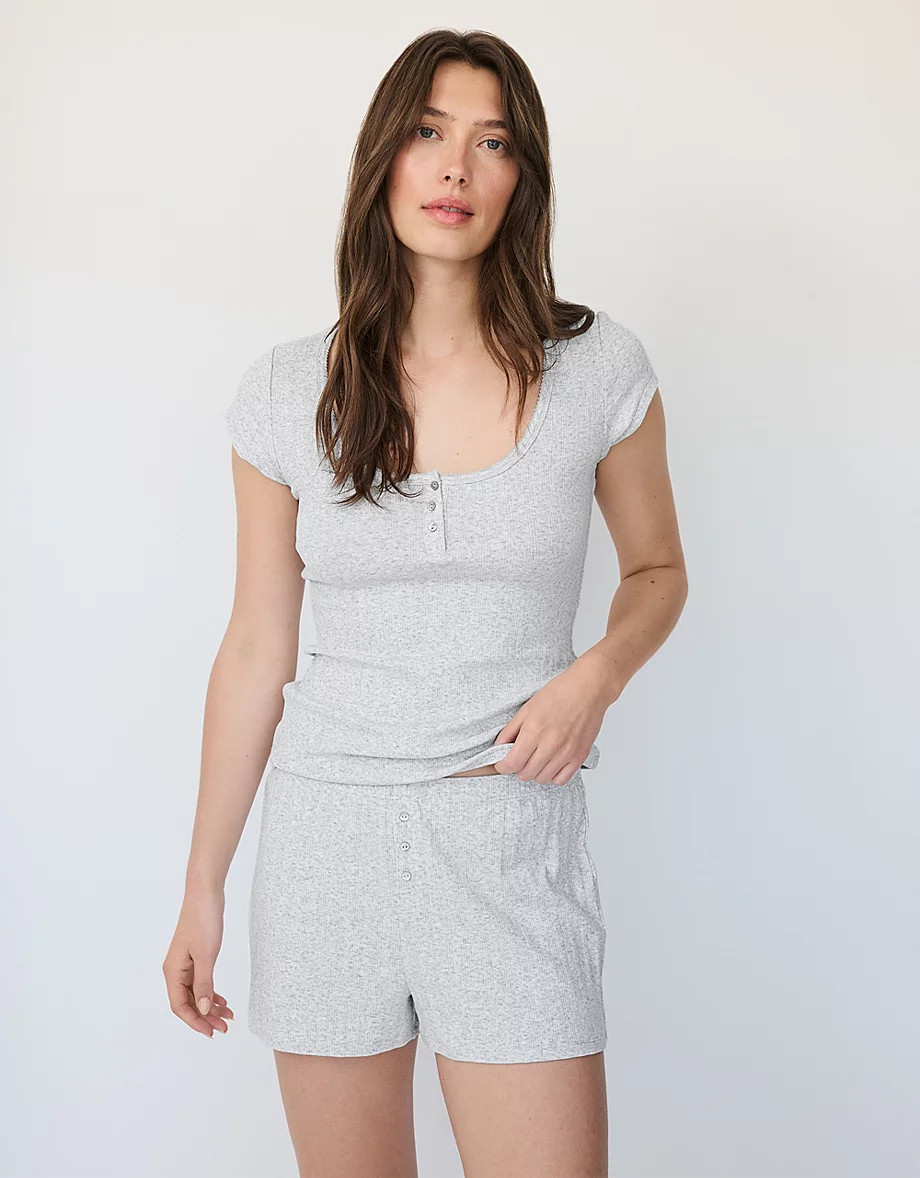 Pointelle Henley Short Sleeve Pyjama Top | The White Company UK & ROW