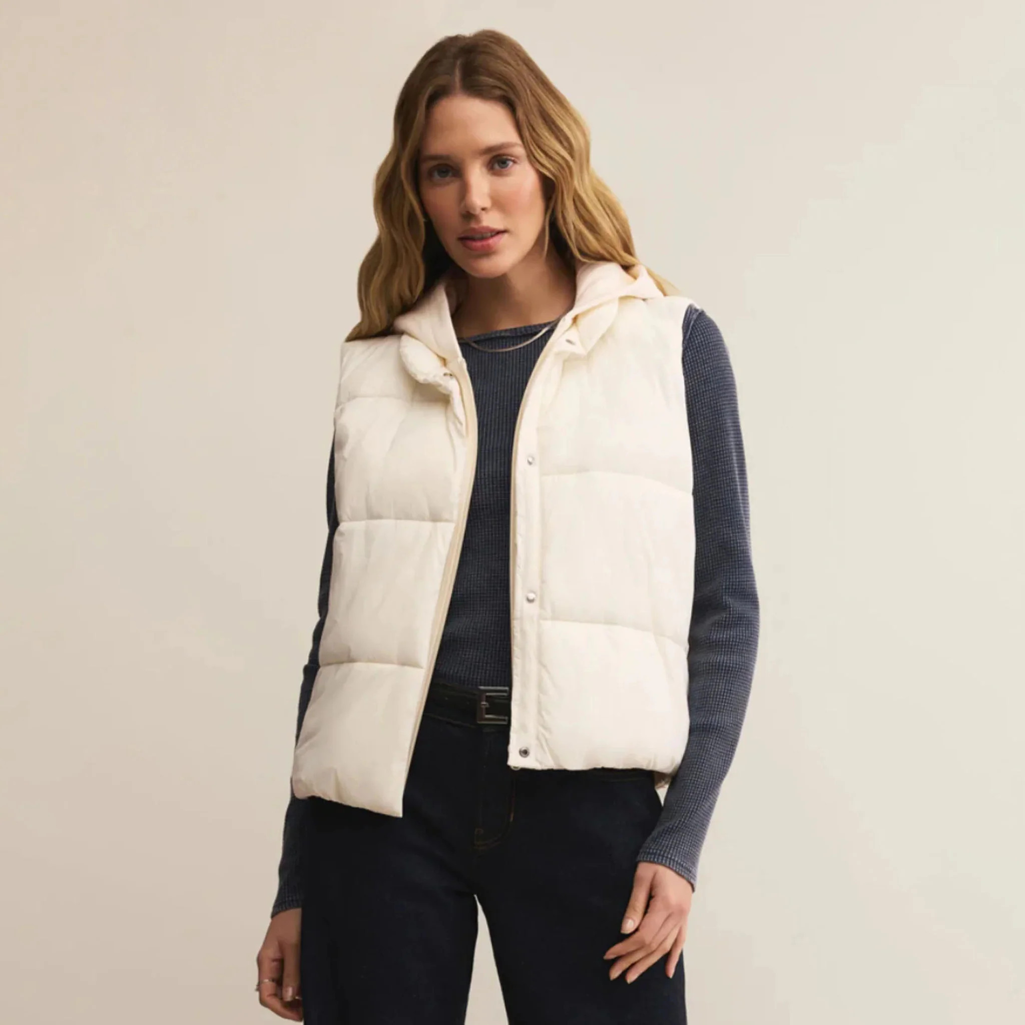 Z Supply Essential Puffer Vest in Cloud | The Addison West