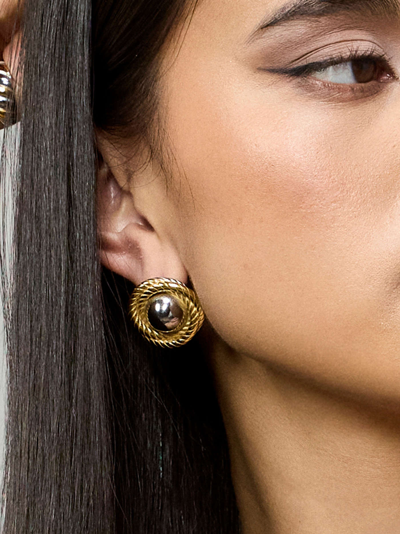 Stainless Steel TWO-TONE TWISTED 18K GOLD PLATED STAINLESS STEEL STUD EARRINGS For School Daily C... | Cider