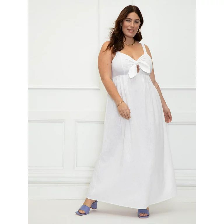 ELOQUII Elements Women's Plus Size Tie Front Tank Dress - Walmart.com | Walmart (US)