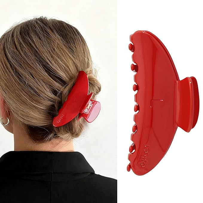 Fohufo Red Hair Claw Clips - 4 Inch Large Hair Clips for Women, Valentines Hair Clip Gifts, Perso... | Amazon (US)