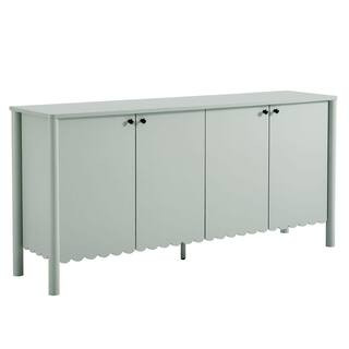 Emmeline 4-Door Scalloped MDF Sideboard in Sage - 66 in. Modern Buffet Cabinet with Adjustable Sh... | The Home Depot