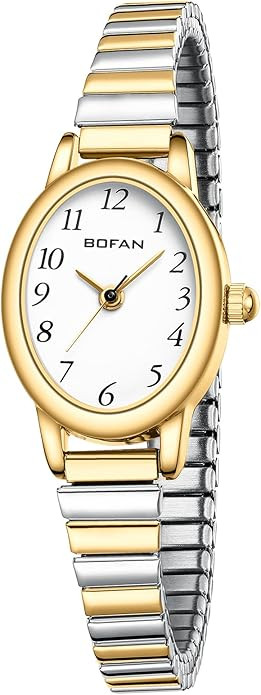 BOFAN Small Gold Watches for Women Easy Read Ladies Quartz Wrist Watch with Stainless Steel Expan... | Amazon (US)