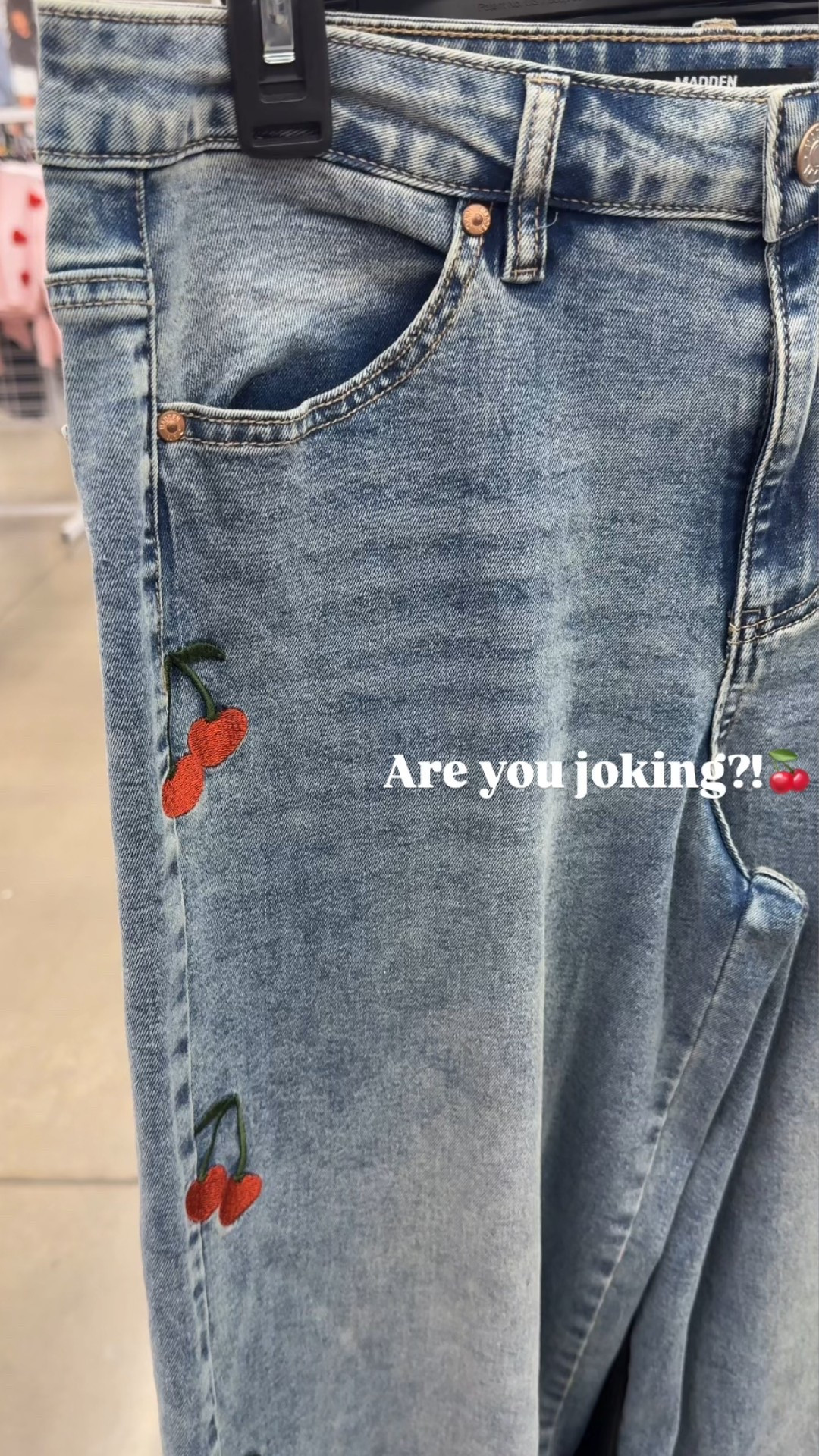Are you joking?! 🍒😍
These Walmart jeans with embroidered cherries are TOO cute. The little cherry details are actually stitched on (not printed), and they give such a fun, playful twist to a classic denim look.

Style them with a simple tee, sweater, or cardigan and let the jeans do all the talking.

✨ Embroidered cherry detail
✨ Fun statement denim
✨ Easy everyday fit
✨ Affordable Walmart find

#LTKgrwm #LTKootd #LTKSaleAlert