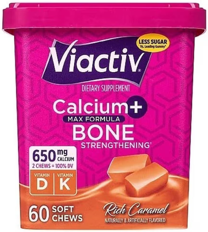 Viactiv Calcium +Vitamin D3 Supplement Soft Chews, Caramel, 60 Chews - Calcium Dietary Supplement... | Amazon (US)