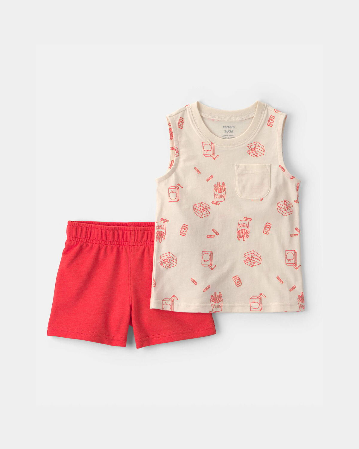 Toddler Boy 2-Piece Snack Time Top & Short Set - Cream/Orange | Carter's Inc
