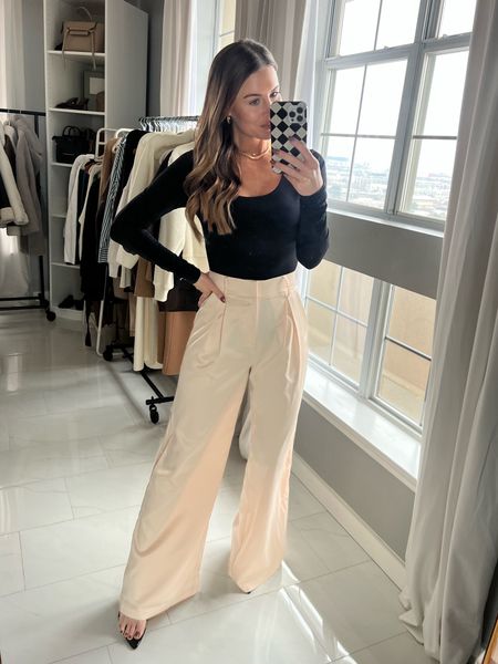 these champagne trouser pants! They are perfect for workwear or just dressed up. I’m wearing small 

#LTKunder100 #LTKunder50 #LTKstyletip
