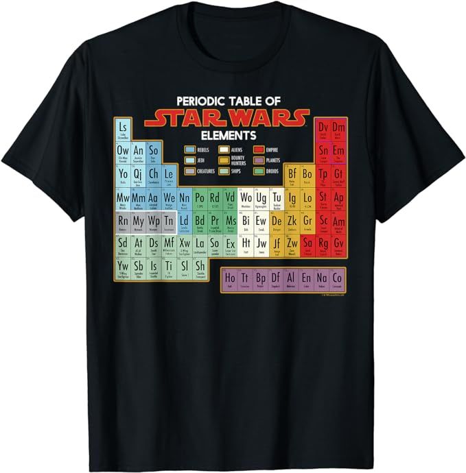 Star Wars Periodic Table of Elements Graphic T-Shirt T-Shirt | Amazon (US)