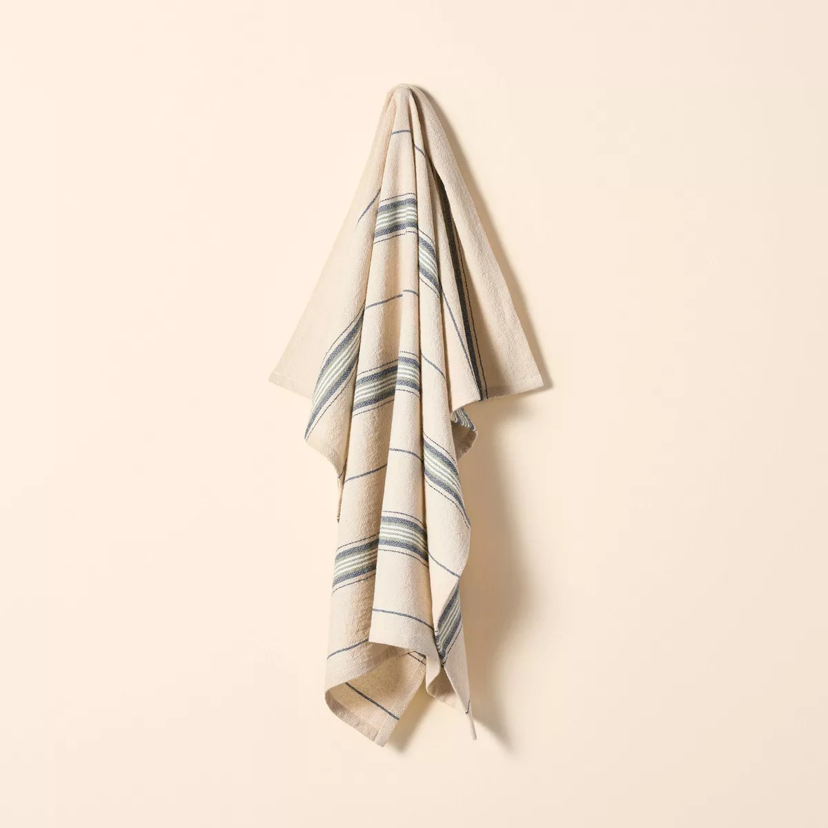 Variegated Stripe Flour Sack Kitchen Towel Natural/Olive/Navy - Hearth & Hand™ with Magnolia | Target