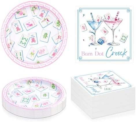 Mahjong Party Plates and Napkins Set, Mahjong Party Supplies with 20 Plates 20 Napkins for Home, ... | Amazon (US)