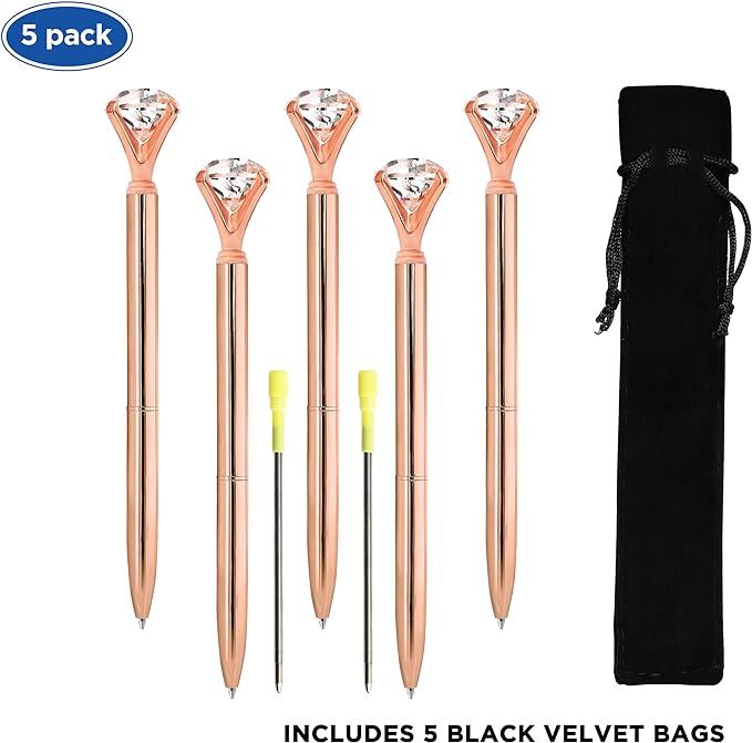 ETCBUYS Diamond Ballpoint Pen - Multi Color Pens Rose Gold with Big Diamond/Crystal and Metal Bal... | Amazon (CA)