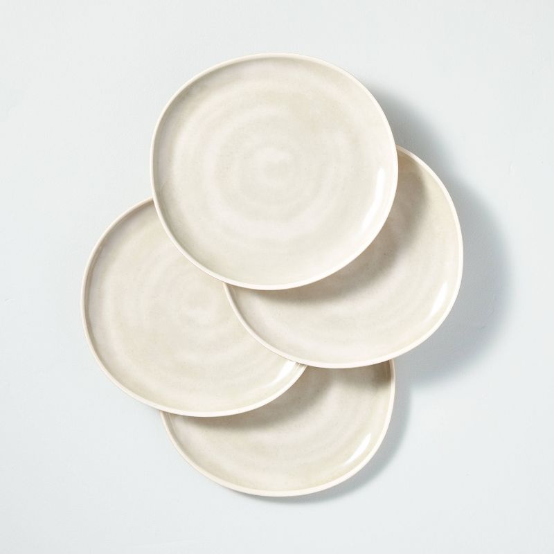 4pk Tonal Bamboo-Melamine Salad Plate Set Natural/Cream - Hearth &#38; Hand&#8482; with Magnolia | Target