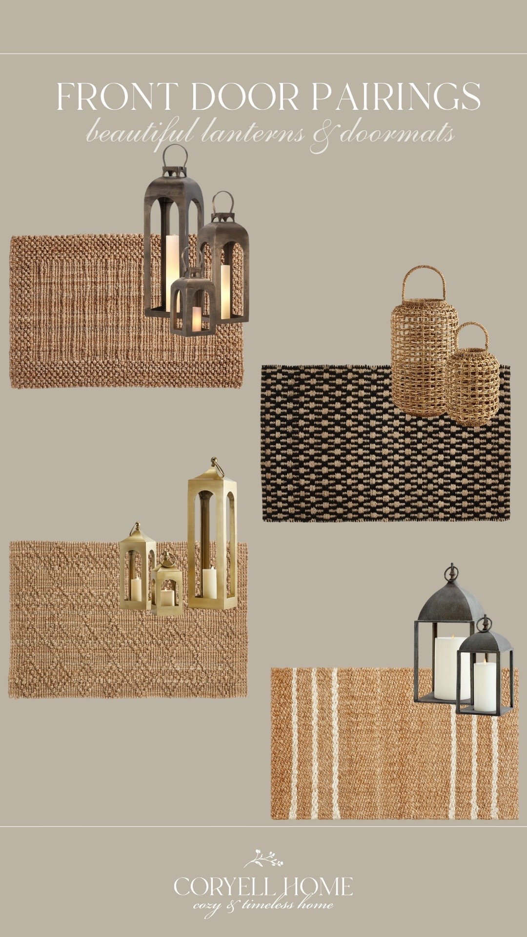 Front door pairings 😍 I love these doormats and lanterns for a neutral & modern front porch  

#LTKHome #LTKSeasonal