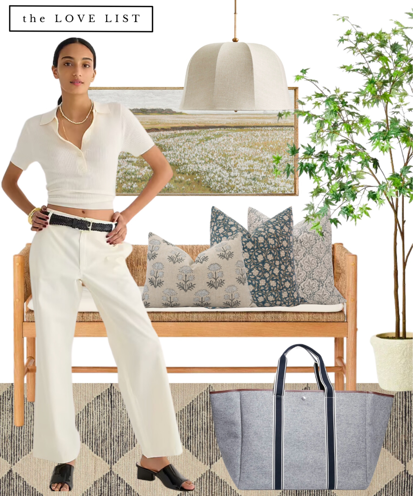 Spring entryway decor ideas // rattan bench, floral throw pillows, neutral rug, landscape art, artificial faux tree, natural pendant light, spring outfit wide pants cream // home decor ideas, spring home decor, spring entry, entry way, spring refresh, home refresh, spring decor finds 

#LTKFind #LTKSeasonal #LTKhome