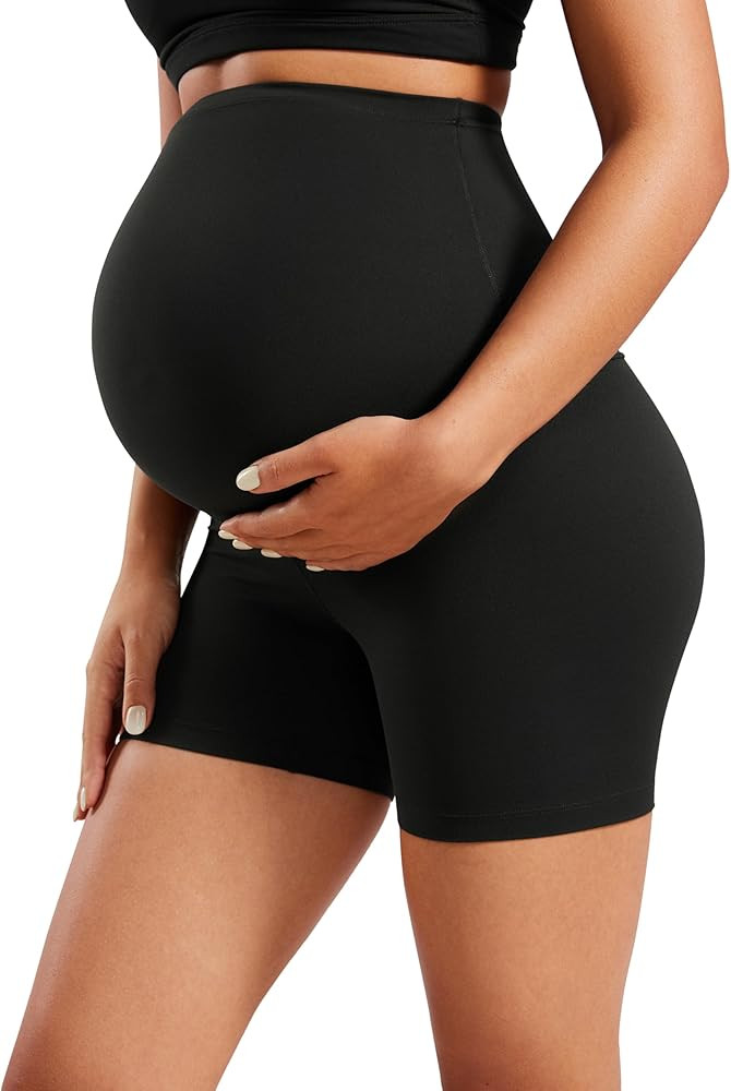 CRZ YOGA Womens Butterluxe Maternity Yoga Biker Shorts Over The Belly 4" / 6" - Pregnancy Workout... | Amazon (US)