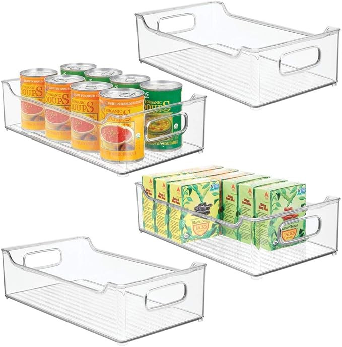 mDesign Wide Stackable Plastic Kitchen Pantry Cabinet, Refrigerator or Freezer Food Storage Bin w... | Amazon (US)