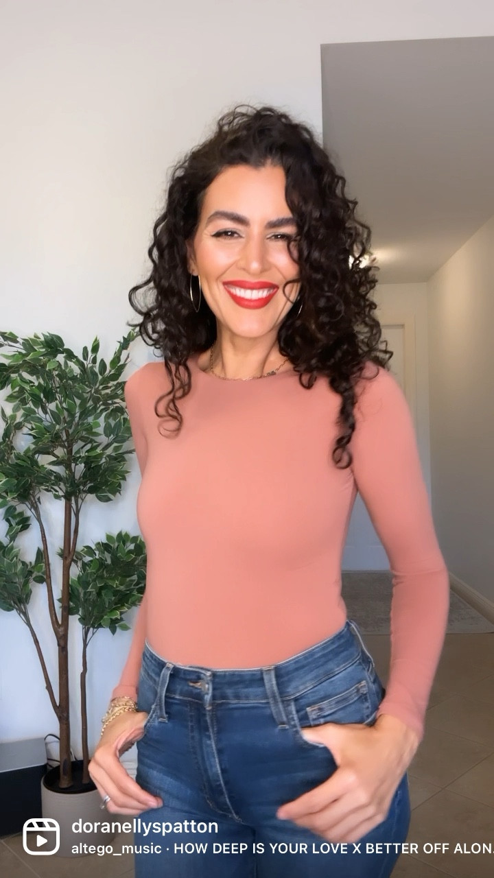 Amazon viral bodysuits! Buttery soft and so beautiful. You can wear them with jeans, skirts, date nigh, to work. Perfection! Wearing a size S in the bodysuits! Size26 I. The dark denim, 4 in the white jeans, size 2 in the satin skirt, and size 4 in the wide leg trousers. Lipstick is ruby woo from Mac 

#LTKSeasonal #LTKFind #LTKsalealert