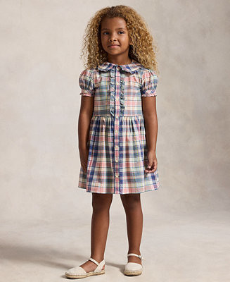 Girls' 2T-6X Plaid Short-Sleeve Shirt Dress | Macy's