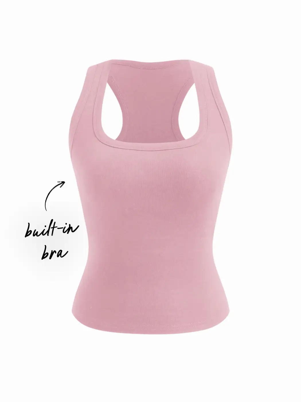 Built-in Bra Square Neck Tank Top | Cider