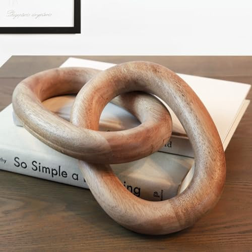Product Elevations Wood Chain Link Decor – 13” Wooden Decorative Object for Coffee Table Decor and Neutral Decor for Home – Modern Knot Accent for Shelf Styling, Books, or Housewarming Gifts | Amazon (US)