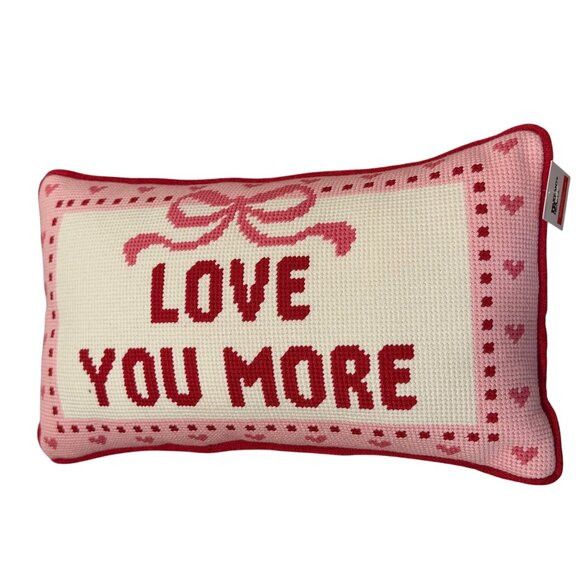 Valentine’s Day Decorative Pillow “Love You More” Needlepoint Style | Poshmark