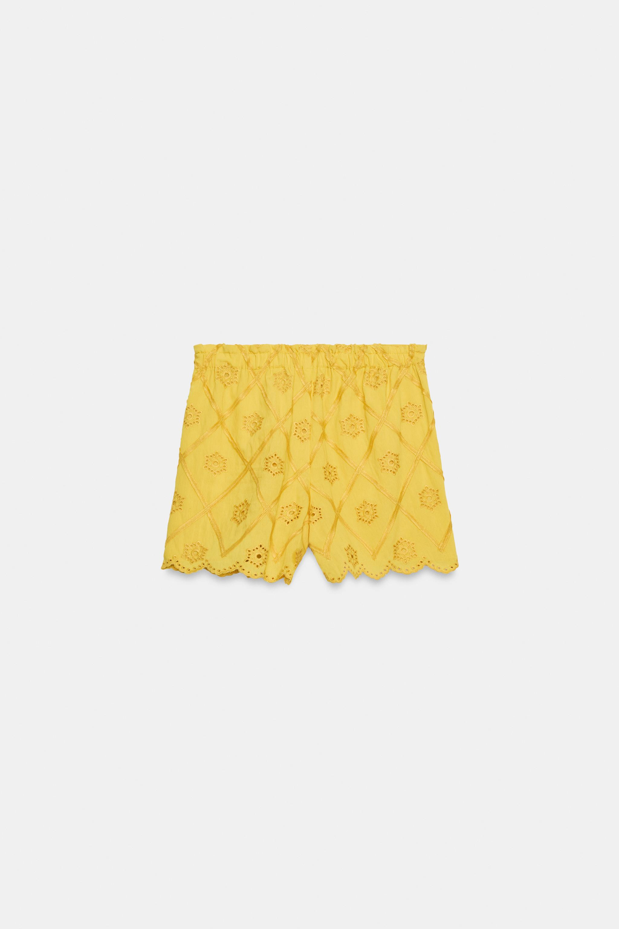 EMBROIDERED PERFORATED SHORTS | Zara US