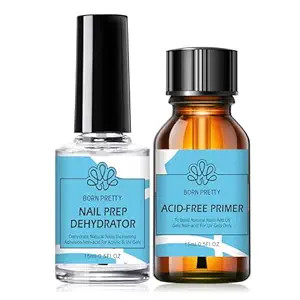 BORN PRETTY Natural Nail Prep Dehydrate and Bond Primer Acid-Free,15ml Dehydrator for Acrylic and... | Amazon (US)