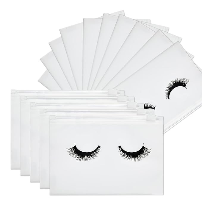 50 Pieces Eyelash Bags Lash Bags For Clients Eyelash Aftercare Bags Eyelash Makeup Bags with Zipp... | Amazon (US)