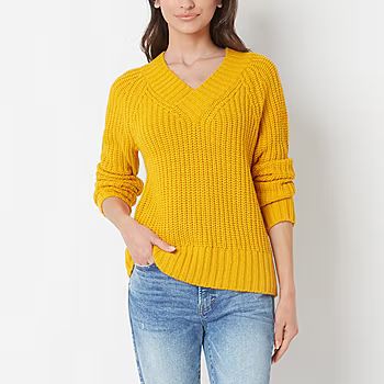 a.n.a Womens V Neck Long Sleeve Pullover Sweater | JCPenney