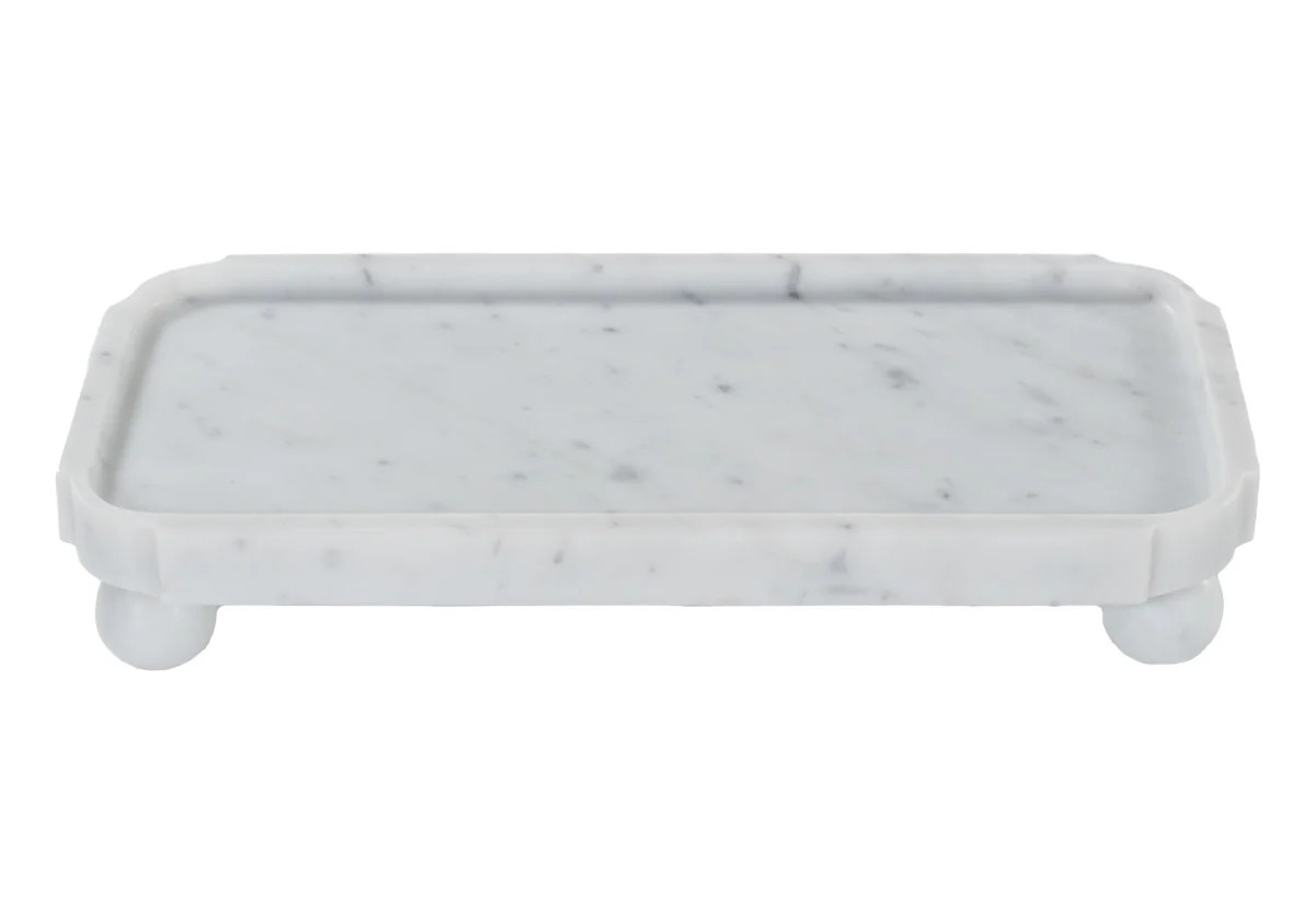 GRAND MARBLE FOOTED TRAY | Bianco Carrara | Alice Lane Home Collection