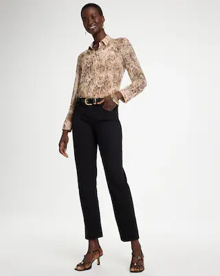 Women's Girlfriend Straight Ankle Jeans in Black | Chico's | Chico's