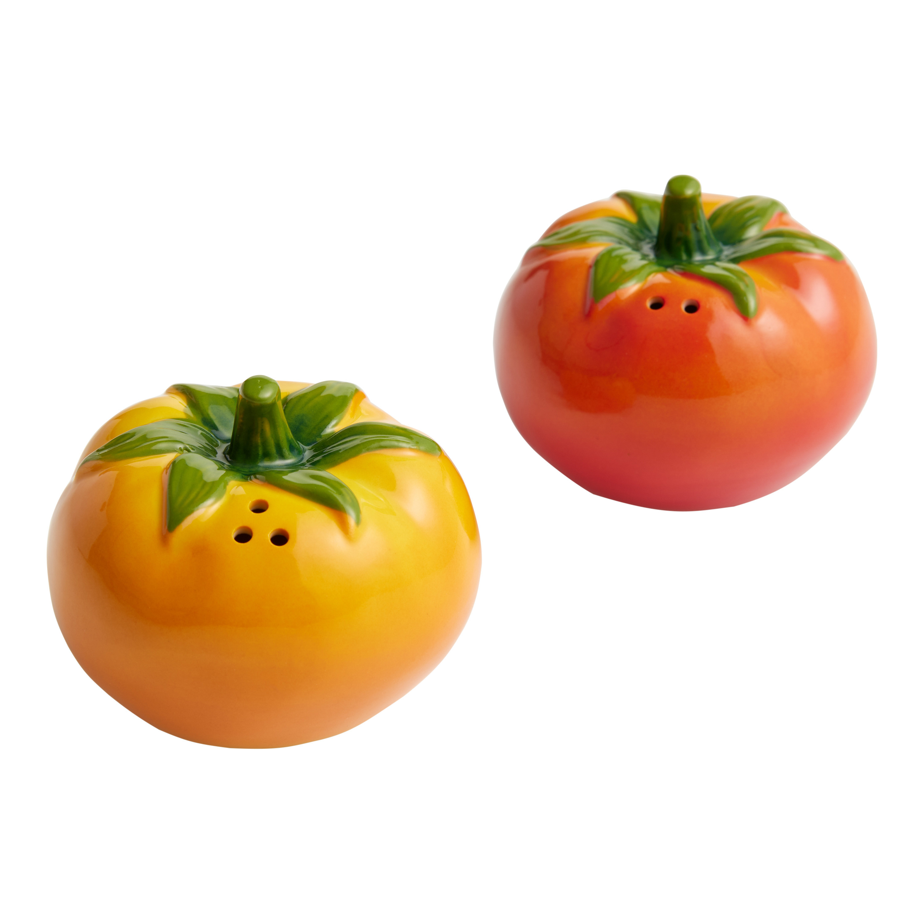 Hand Painted Ceramic Tomato Figural Salt and Pepper Shaker Set | World Market