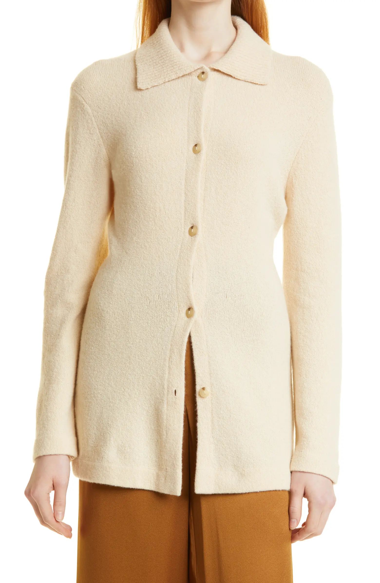 Vince Fitted Polo Collar Wool & Cashmere Blend Cardigan | Nordstrom | Nordstrom
