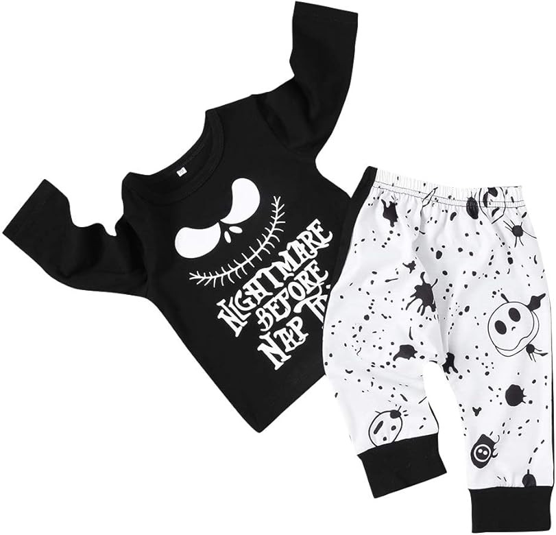 Halloween Todder Baby Boy Girl Clothes 2PCs Outfit Set Nightmare Before Nap Time T-Shirt and Skul... | Amazon (US)
