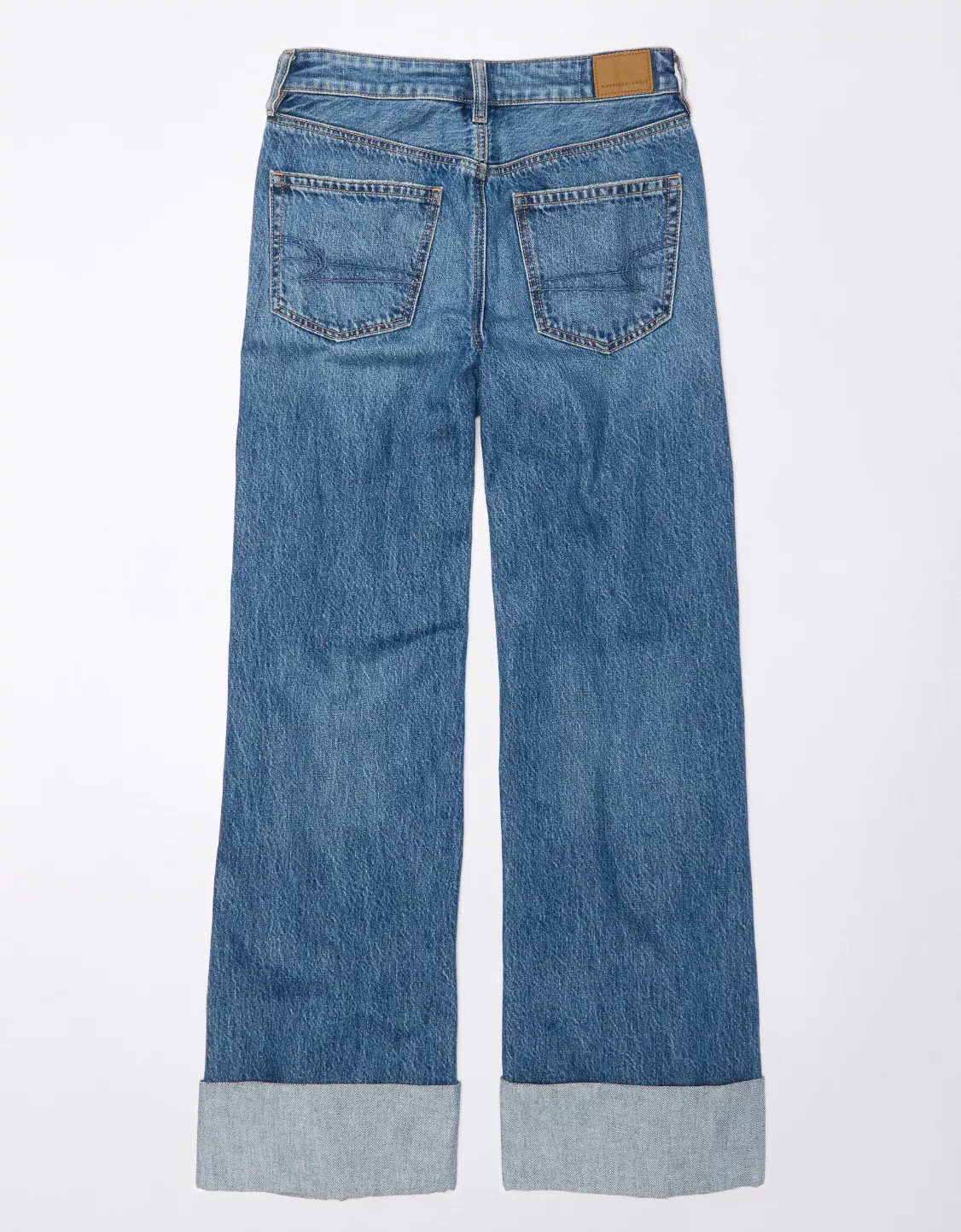 AE Super High-Waisted Baggy Wide-Leg Cuffed Ripped Jean | American Eagle Outfitters (US & CA)