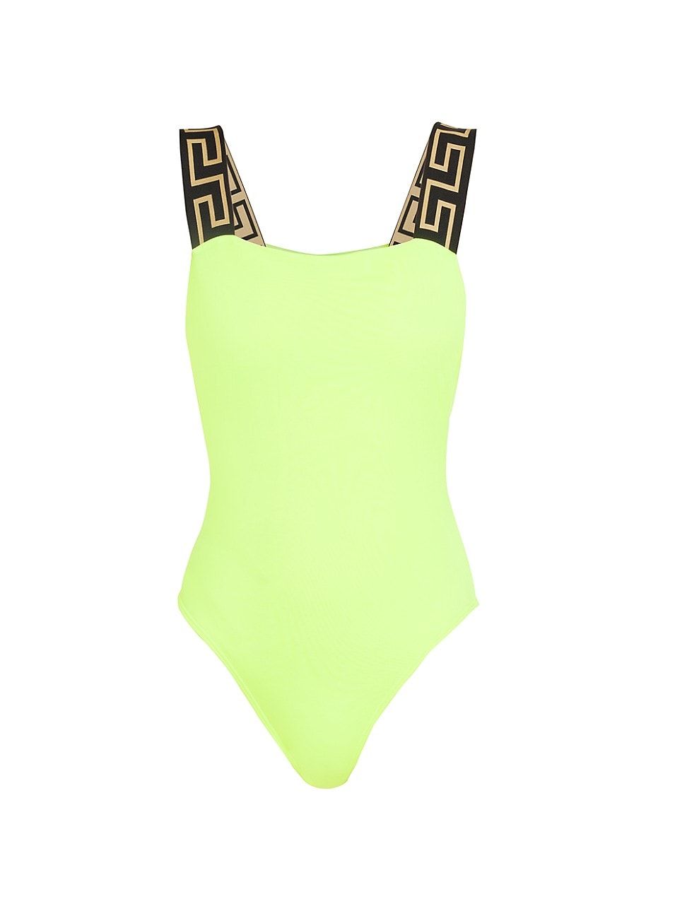 Women's Greca Border One-Piece Swimsuit - Acid Yellow Black - Size Large - Acid Yellow Black - Size  | Saks Fifth Avenue