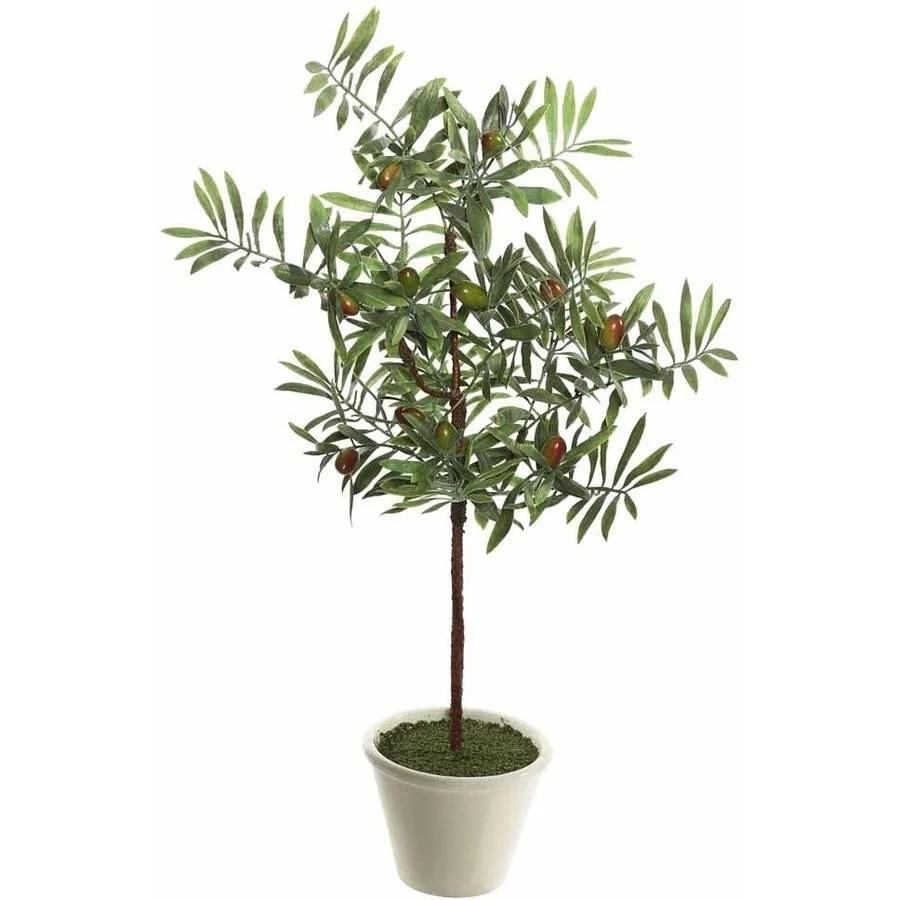 Vickerman 27" Artificial Green Olive Hill Tree Potted in a Round White Container | Walmart (US)