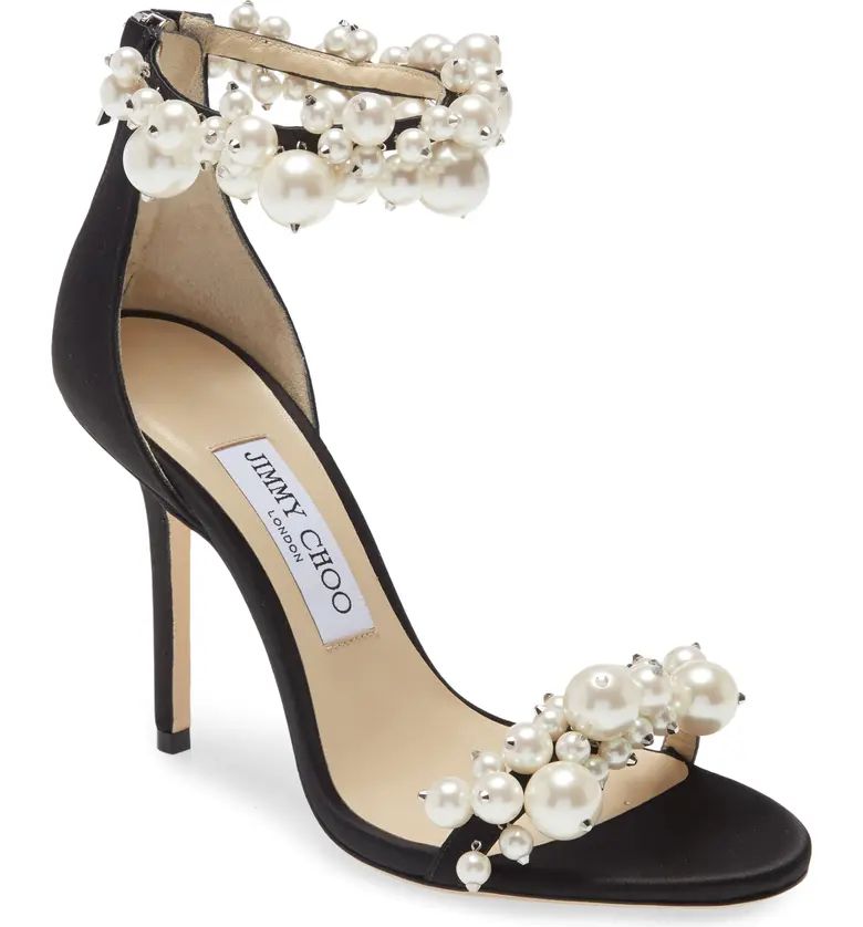 Maisel Imitation Pearl Embellished Ankle Strap Sandal | Nordstrom