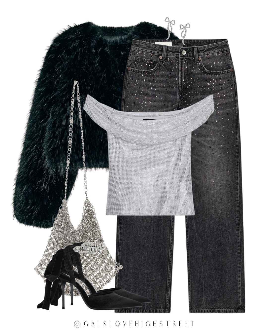 Xmas party 
Partywear 
Christmas party 
Sparkly jeans 

#LTKfestive #LTKpartywear #LTKuk