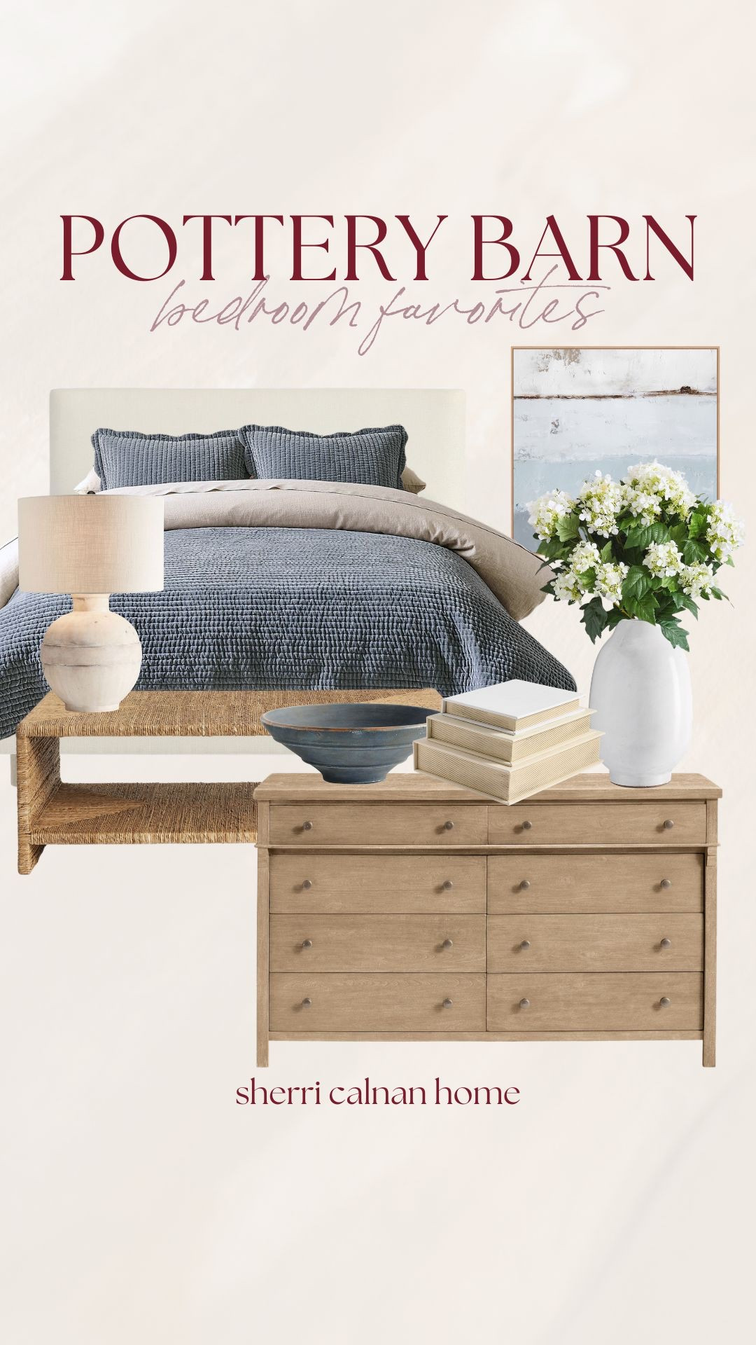 Pottery Barn bedroom favorites featuring textured quilt bedding, neutral wood dresser, woven bench, ceramic table lamp, framed coastal artwork, and classic layered bedroom styling.

Pottery Barn bedroom decor, textured quilt bedding, neutral wood dresser, woven bench seating, ceramic bedside lamp, coastal bedroom artwork, classic bedroom styling, timeless home decor, traditional bedroom refresh, sherricalnanhome

#LTKHome