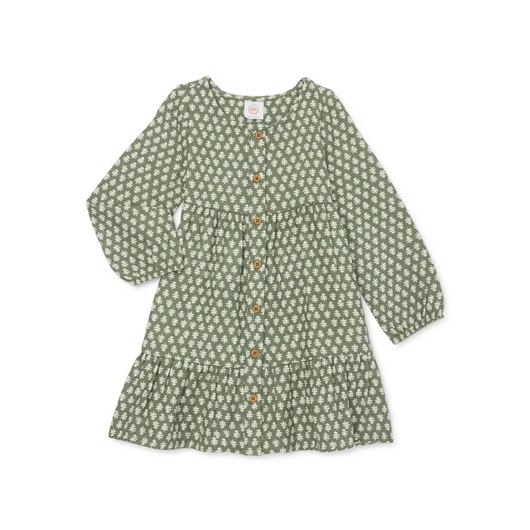 Wonder Nation Toddler Girl Long Sleeve Woven Dress, Sizes 12M - 5T | Walmart (US)
