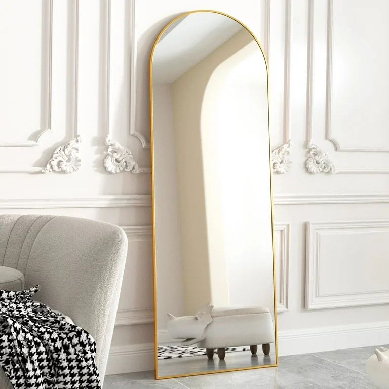 BEAUTYPEAK Arched Full Length Floor Mirror 64"x21.1" Full Body Standing Mirror,Gold - Walmart.com | Walmart (US)