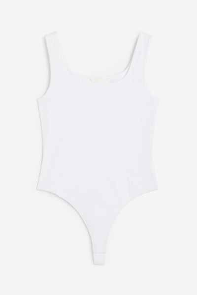 Square-neck thong body - White - Ladies | H&M GB | H&M (UK, MY, IN, SG, PH, TW, HK)