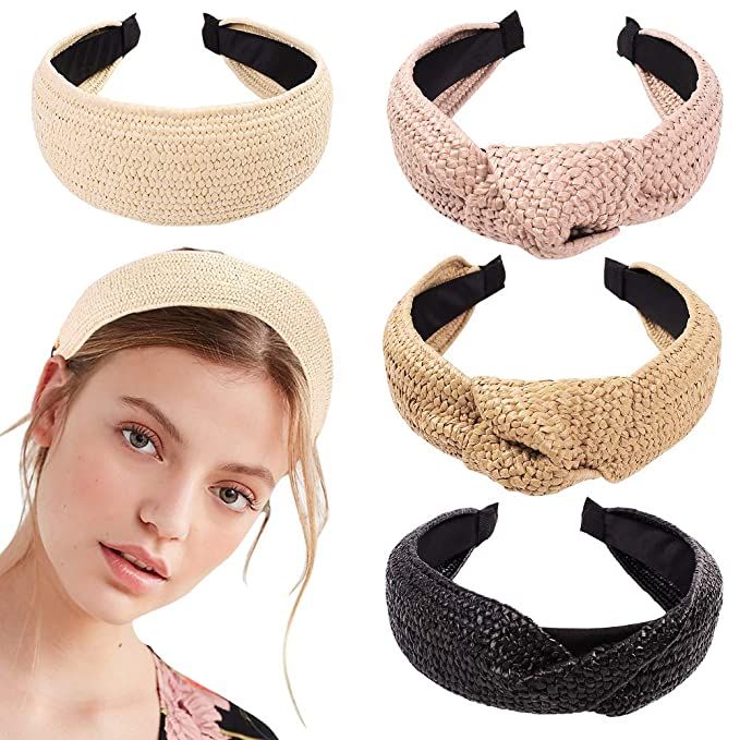 Women Hair Head Bands Headbands - Straw Knotted Beach Lafite Head Band for Women’s Hair Turban ... | Amazon (US)