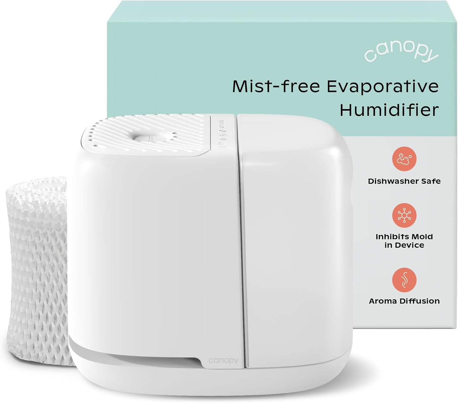 Canopy Bedside Humidifier 2.0, White, 2.5L, 36 Hr, Reading Light & Sound | Amazon (US)
