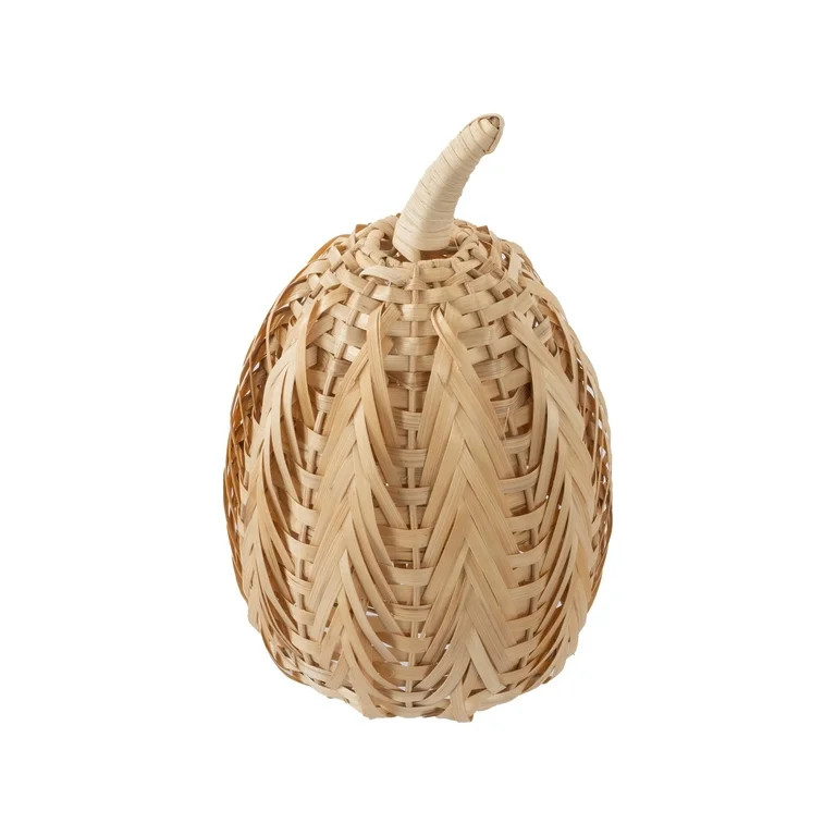 Bamboo Pumpkin Tabletop Decoration, Beige, 10.3", Fall by Way To Celebrate | Walmart (US)