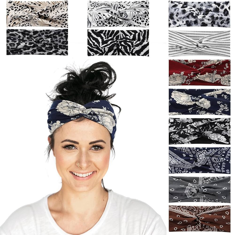 Achiou Twist Knotted Headband for Women, Wide Headband for Women’s Non Slip, Fashion Boho Hair ... | Amazon (US)