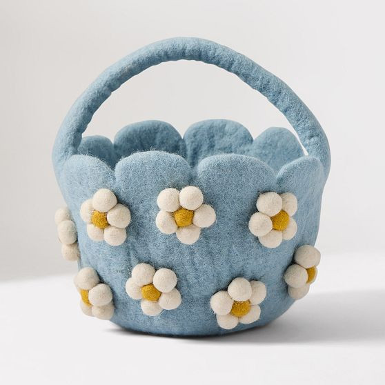 Flower Felt Basket, Blue | West Elm (US)