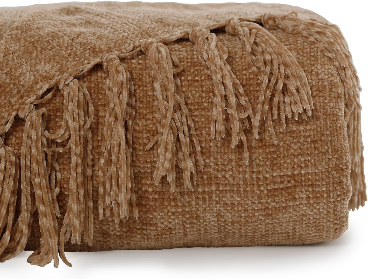 KASENTEX Chenille Throw Blanket for Couch, Lightweight 50x60in Soft Throw Blanket with Fringe Tas... | Amazon (US)